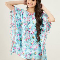 The Kaftan Company Blue & soothing sea Floral Kaftan Dress-picture-52