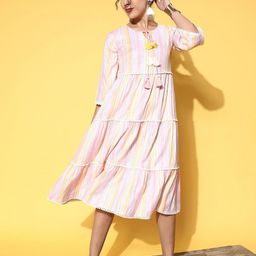 KALINI Printed Cotton A-Line Midi Dress-image-95
