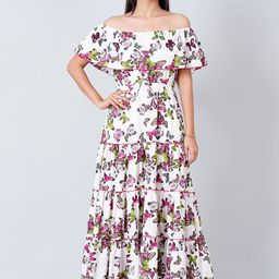 First Resort by Ramola Bachchan Women White Off-Shoulder Fit & Flare Dress-picture-47