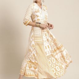 Juniper Mustard Yellow Floral Ethnic Maxi Dress-4