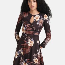Kazo Women Brown Floral Keyhole Neck Dress-image-27