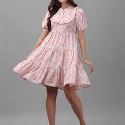 Masakali Co Women Floral Printed Puff Sleeves Empire Dress-picture-20