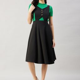 WineRed Cut-Out V-Neck Pinafore Midi Dress-image-78
