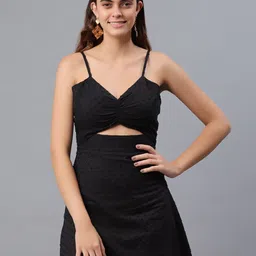 PRETTY LOVING THING Women Black Embellished Fit & Flare Dress-image-55