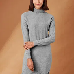 The Souled Store Grey Rib Knit Jumper Dress-image-60