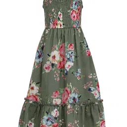 A Little Fable Green Floral Cotton Maxi Dress-13