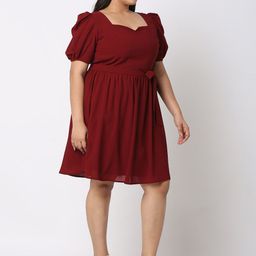 Curves by MISH Sweetheart Neck Power Shoulders Fit & Flare Dress-image-98