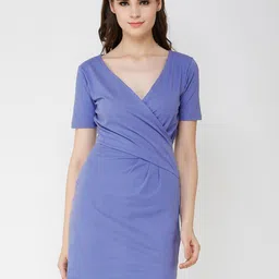SCORPIUS Purple Solid Bodycon Dress-image-64