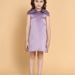 PICCOLO Purple Satin A-Line Dress-image-35