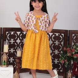 Sangria Ethnic Motifs Midi Dress With Printed jacket-image-93