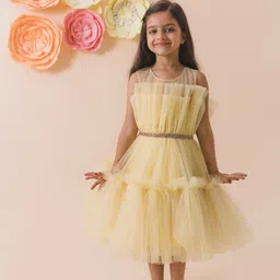 pspeaches Yellow Net Midi Dress-picture-4