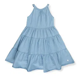 Gini and Jony Girls Denim Halter Neck Cotton A-Line Dress-39