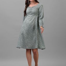 Masakali Co Women Printed Sweetheart Neck A-Line Dress-image-88