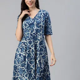 Divena Abstract Printed Cotton Wrap Dress-image-99