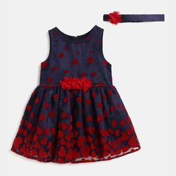 R&B Navy Blue Fit And Flare Dress-picture-15