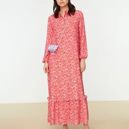 Trendyol Women Red Floral Printed Maxi Dress-picture-35