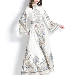 JC Collection Floral Printed Flared Sleeves Fit & Flare Midi Dress-image-51