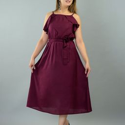 IQRAAR Purple Midi Dress-image-63