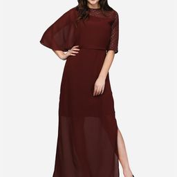 V&M Coffee Brown & dark sienna Georgette Maxi Dress-image-20