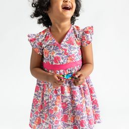 Campana Girls Pink Floral Printed Fit & Flare Dress-image-57