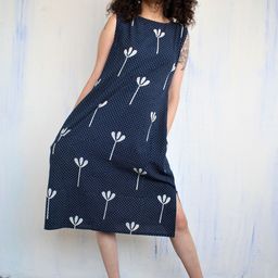 Chidiyaa Navy Blue Floral A-Line Midi Dress-image-71