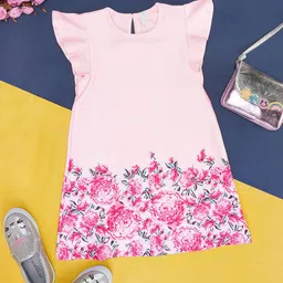 Pantaloons Junior Girls Floral Printed Flutter Sleeves Cotton A-Line Dress-picture-48