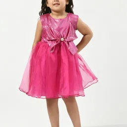 Bella Moda Girls Polka dots Printed Bow Detail Fit & Flare Dress-image-82