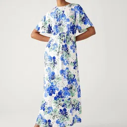 Marks & Spencer Flared Sleeves Floral Printed Maxi Dress-image-5