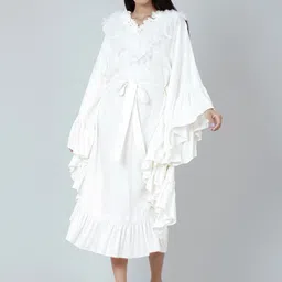 First Resort by Ramola Bachchan Flared Sleeves V-Neck A-Line Midi Dress-picture-22