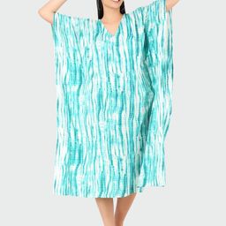MYLO ESSENTIALS Green & White Tie and Dye Dyed Maternity Kaftan Midi Dress-31
