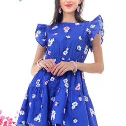 Sera Floral Printed Flutter Sleeve Tiered Fit & Flare Mini Dress-image-39