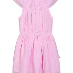 Budding Bees Pink Georgette Fit & Flare Dress-image-23
