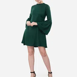 V&M Green Crepe A-Line Dress-57