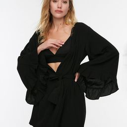Trendyol Black Solid Mini Wrap Dress-image-98