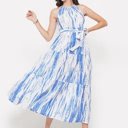 FABNEST Women Blue Tie and Dye Maxi Dress-image-77