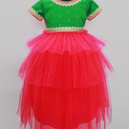 MANY FROCKS & Girls Colourblocked Sequined Net Fit & Flare Dress-picture-8