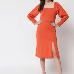 Trend Arrest Bishop Sleeves Sheath Midi Dress-image-16