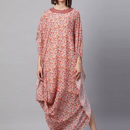 FASHOR Peach-Coloured Georgette A-Line Mini Dress-image-23