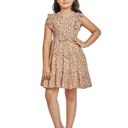 Peppermint Peach-Coloured Floral Satin Dress-image-28