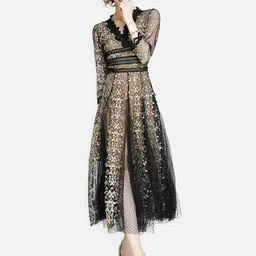 JC Collection Gold-Toned Self Design Midi Dress-picture-57