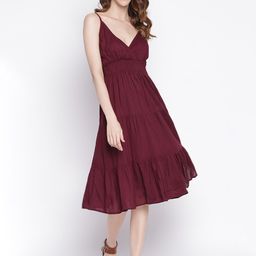 IQRAAR Purple Layered Midi Dress-image-62