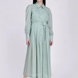 First Resort by Ramola Bachchan Printed Shirt Maxi Dress-image-25