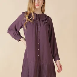 Gipsy Purple Peter Pan Collar Georgette Drop-Waist Mini Dress-picture-25