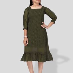 BAESD Girls Print Puff Sleeve Georgette A-Line Dress-picture-32