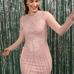 STREET 9 Embellished Sequined Net Bodycon Mini Dress-image-25
