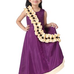 Samsara Couture Purple & Off White Satin A-Line Maxi Dress-image-8