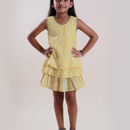 Sangria Girls Floral Printed A-Line Dress-55