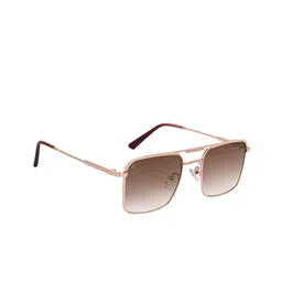 AISLIN Unisex Square Sunglass With UV Protected Lens ES_13410-93-AS-8557-BRW-GLD-SQ-45