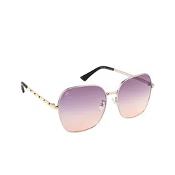 AISLIN Unisex Purple Lens & Silver-Toned Oversized Sunglasses with UV Protected Lens-image-84