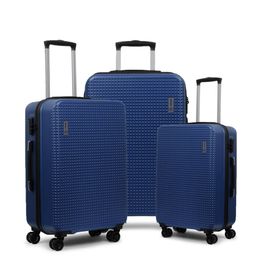 NOVEX Unisex Set Of 3 Blue Textured Hard-Sided Trolley Suitcases-17